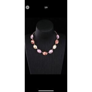 Pastel rhinestone choker statement necklace